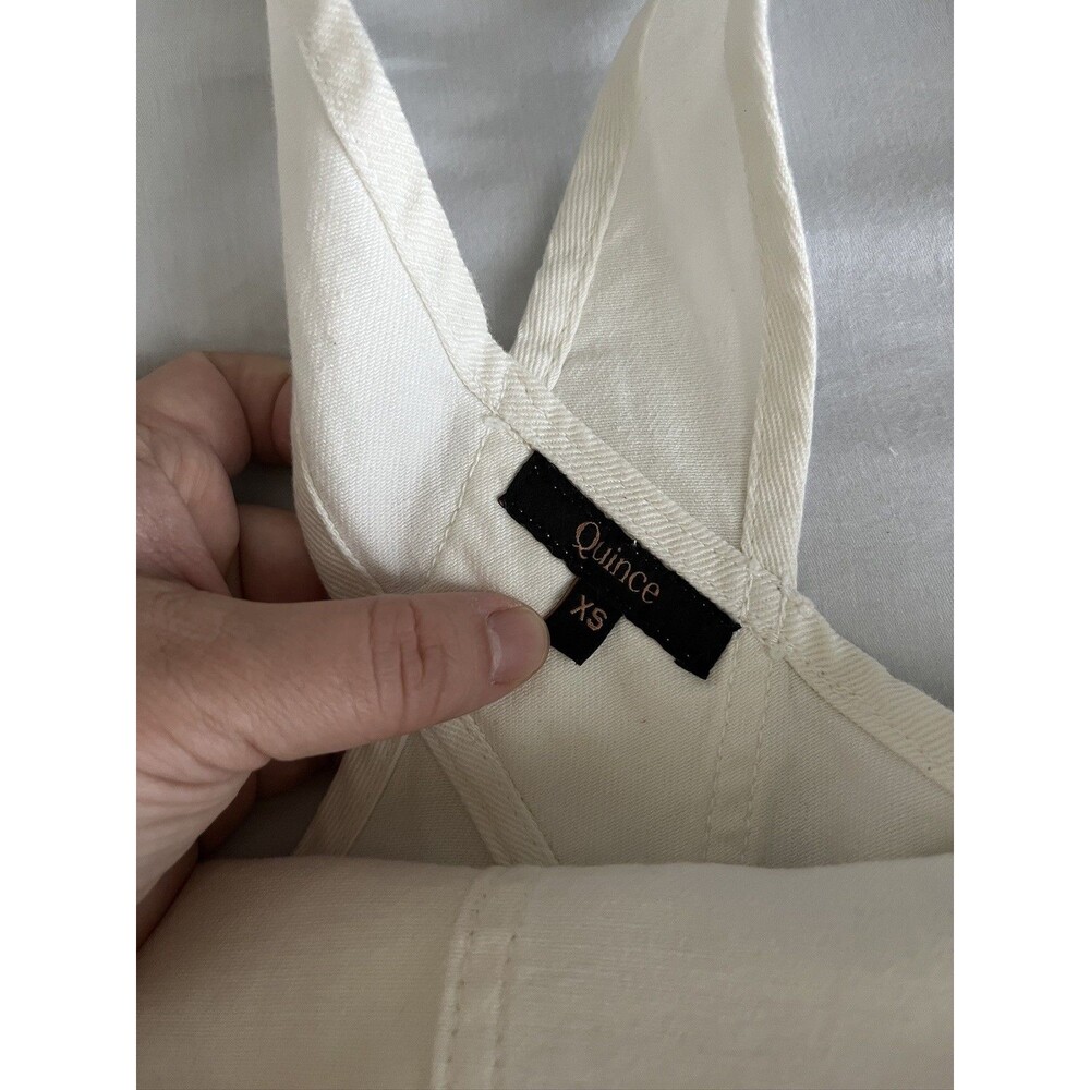 NEW Quince Overalls Organic Stretch Cotton Twill Relaxed Fit Ivory White Size XS - Picture 5 of 10